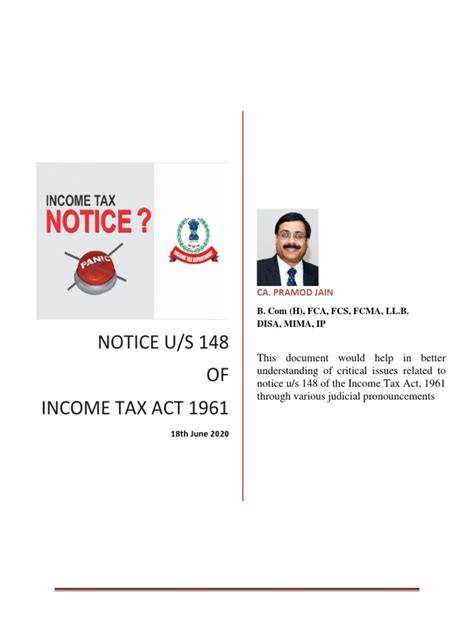 Notice U S 148 Of Income Tax Act 1961 Pdf Judiciaries Government