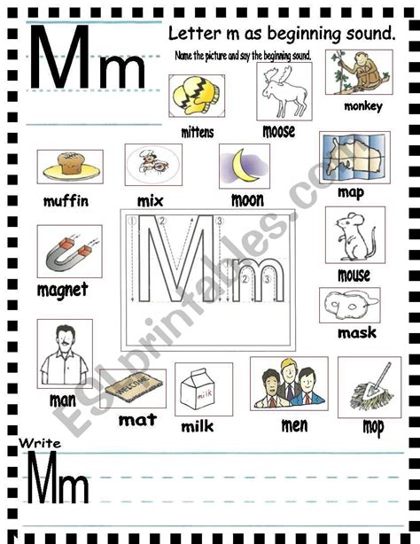 Abc Letter Mm And Sentences Esl Worksheet By Annyj