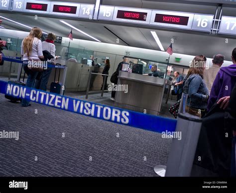 Usa Immigration Passport Control With Biometric Digital Checks Entry