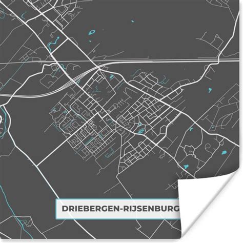 Poster Kaart Plattegrond Driebergen Rijsenburg Stadskaart 30x30