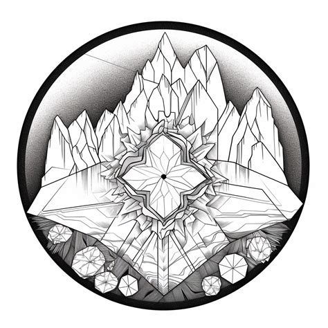 Crystal Formation Mandala Art - Coloring Page