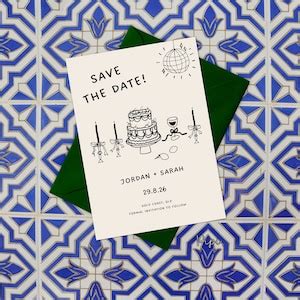 Save The Date Invitation Template Fun Hand Drawn Scribble Illustrations