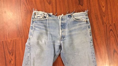 Vintage Destroyed Distressed Levis 501 Jeans Light Stone Wash Slashed Denim Jeans Ripped