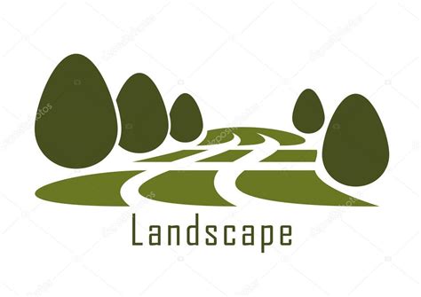 Park Landscape Icon With Lawn And Bushes — Stock Vector © Seamartini