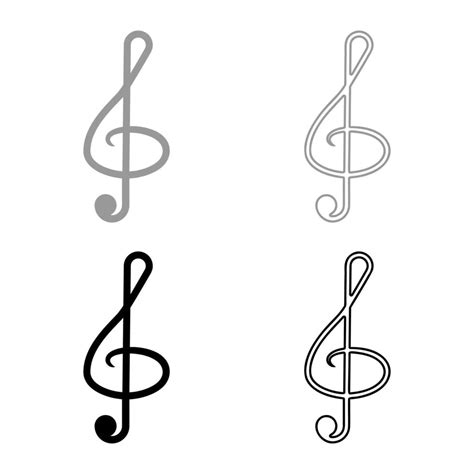 Treble Clef Icon Outline Set Black Grey Color Vector Illustration Flat Style Image 5913819