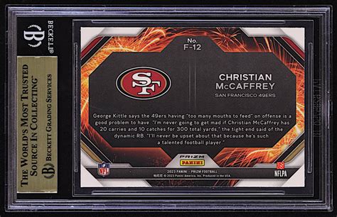 Christian McCaffrey 2023 Panini Prizm Fireworks Prizms No Huddle 12