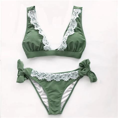 Cupshe Emerald Pool Lace Bikini Set Women Summer Swimsuit Beach Bathing