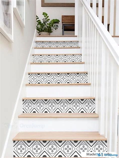 OrcaJump Geometric Pattern Self Adhesive Stair Sticker 1 Roll