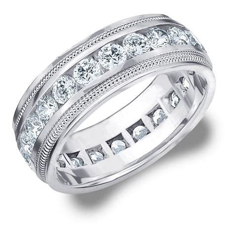 Cttw Diamond Men S Wedding Band In K White Gold Carat Diamond