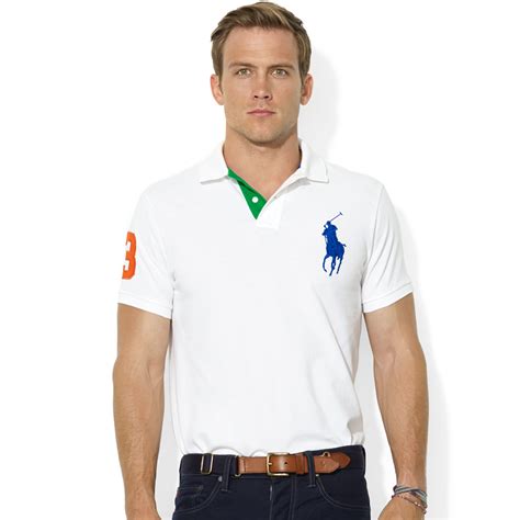 Ralph Lauren Customfit Big Pony Mesh Polo In White For Men Lyst