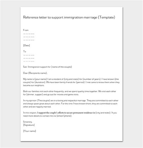 Immigration Letter Of Marriage Support Sample