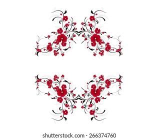 Red Black Floral Design Elements Decoration Stock Illustration ...