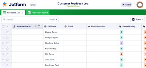 Feedback Excel Template