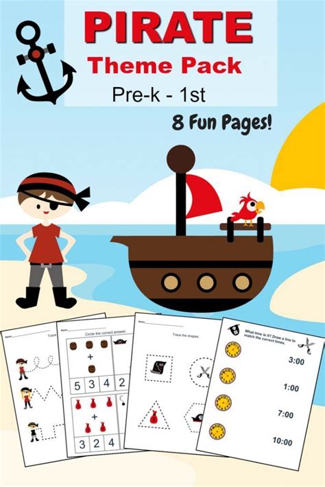 Pirate Printable Preschool Worksheet Set And Activities Homeschool Activities And Kindergarten