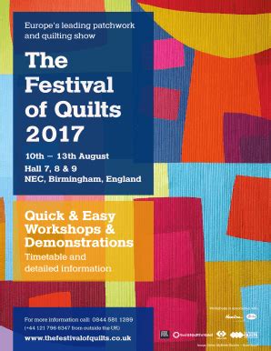 Fillable Online The Festival Of Quilts Quick Easy Workshops Fax