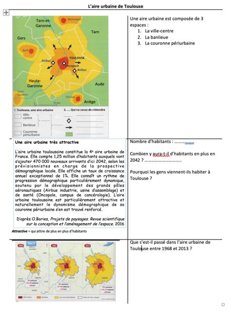 L aire urbaine de Toulouse activité UPE2A Edumooc Histoire