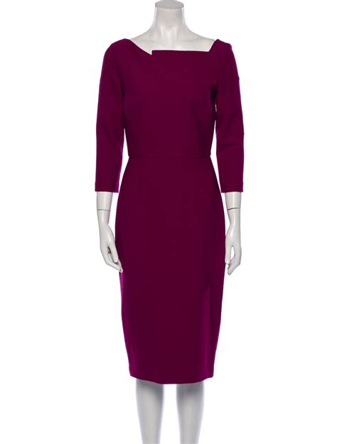 Roland Mouret Square Neckline Midi Length Dress Purple Dresses Clothing Rol44226 The Realreal