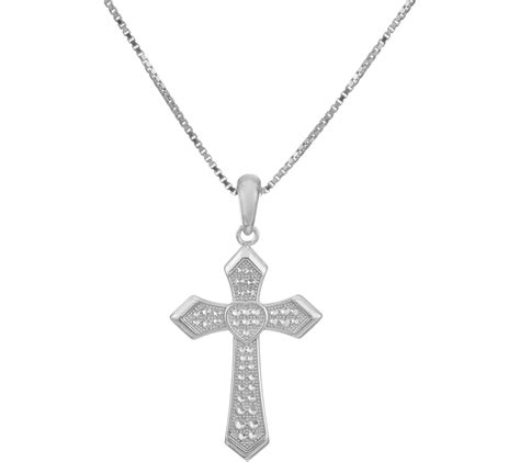 Sterling Silver Cross Pendant w/ Adjustable Chain by Silver Style — QVC.com