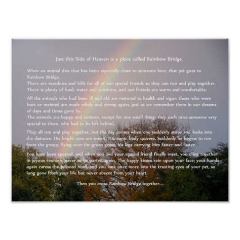 Rainbow Bridge Poem Customizable Gifts Poster | Zazzle | Rainbow bridge ...