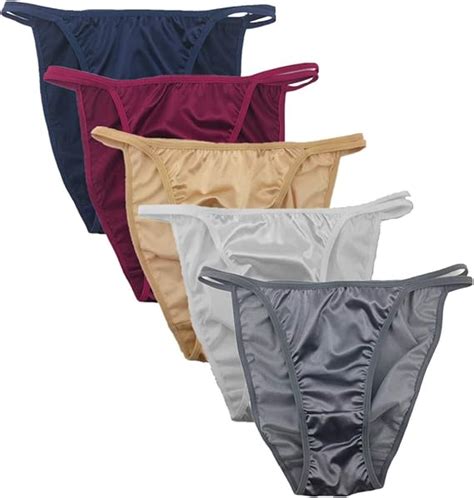 Colorful Star 5 Pack Women S Sexy Satin String Bikini Underwear Shine