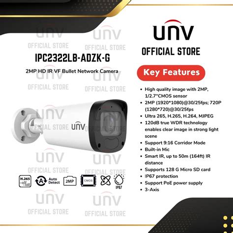 Jual Uniview Cctv Mp Hd Ir Vf Bullet Network Camera Ipc Lb Adzk G