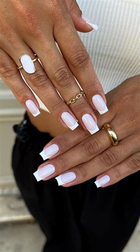 Short Square French Nails