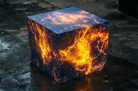 D Cube With A Cosmic Nebula Texture Premium Ai Generated Image