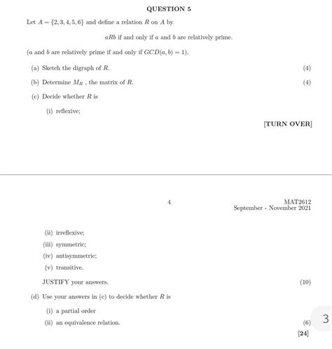 Solved Question 5 Let A 2 3 4 5 6 And Define A