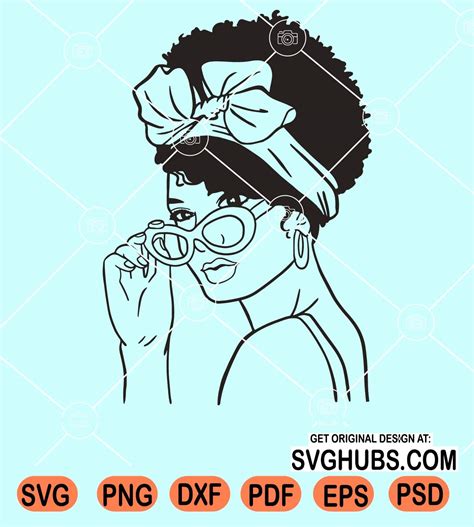 Afro Woman With Turban And Sunglasses Svg Afro Woman Turban Svg Dope