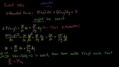 Differential Equations Exact Des Introduction 1 Youtube