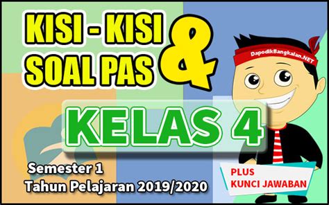 Kisi Kisi Dan Soal Pas Uas Kelas 4 Semester 1 K13 Tahun Pelajaran 2019 2020 Dapodikbangkalan