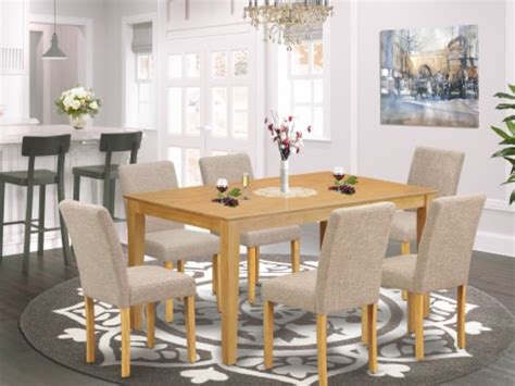 East West Furniture Capri Piece Wood Dining Set In Oak Light Fawn