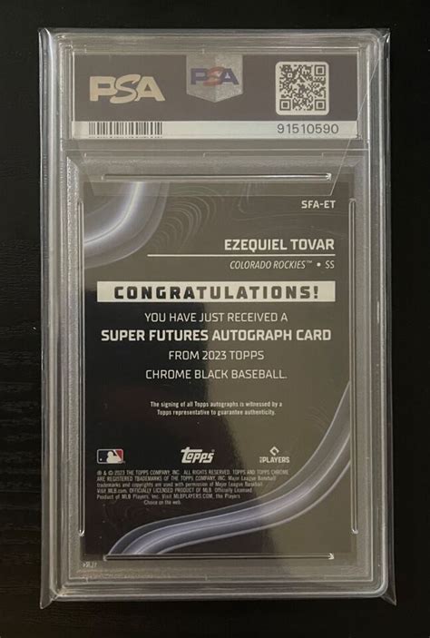 2023 Topps Chrome Black Ezequiel Tovar Super Futures Auto 99 PSA 9