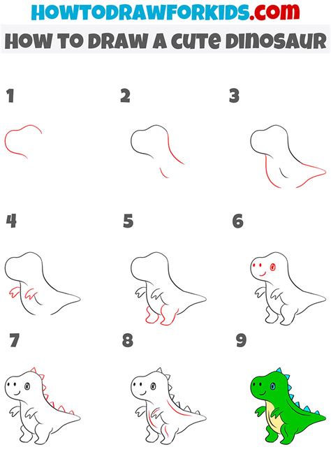 How To Draw A Cartoon Dinosaur Easy Drawing Tutorial For Kids Atelier