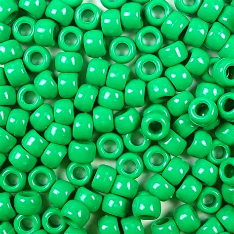 Green Plastic Craft Pony Beads 6x9mm Bulk Pack Pony Bead Store