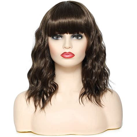 4mo Finance Remyaeki Wavy Wigs With Bangs Short Curly Bob Wigs For Women Shoulder Medium