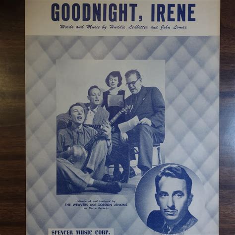 Goodnight Irene Sheet Music 1950 Huddle Ledbetter John Lomax The ...