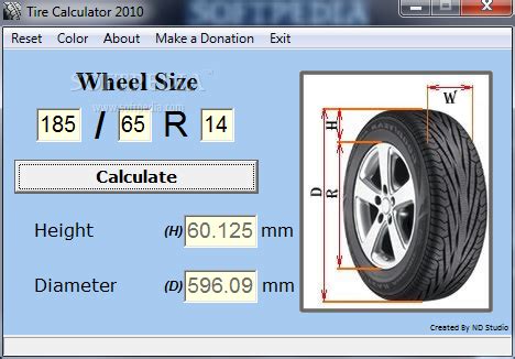 Tire Size Calculator Rim Size Calculator Tire Size Off