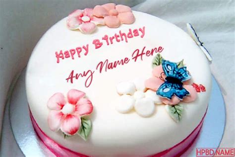 Flower Birthday Cake With Name Edit Bios Pics