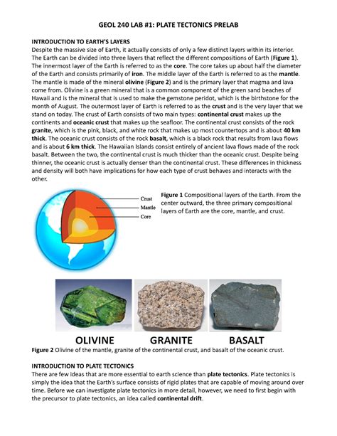 Lab Prelab Plate Tectonics Geol Lab Plate Tectonics