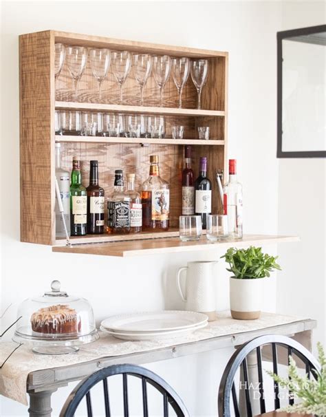 How to make a DIY Wall-Mounted Bar Cabinet - Hazel + Gold Designs