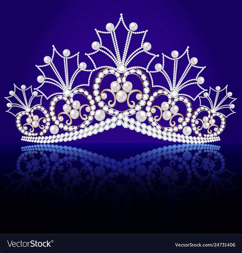 Diadem Crown Female Tiara With Precious Stones Vector Image