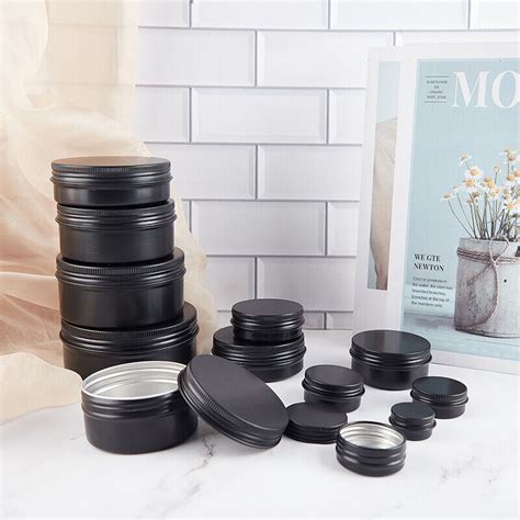 Black Empty Round Aluminum Box Metal Tin Cans Cosmetic Cream Diy