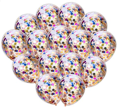 Izoel Pcs Cm Ballons Latex Confettis Multicolores Pour