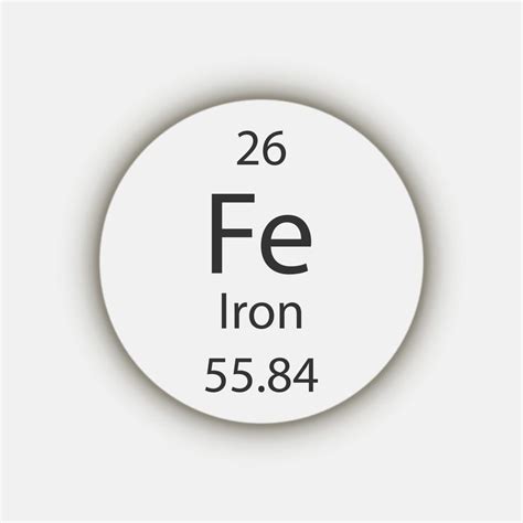 Iron Symbol Chemical Element Of The Periodic Table Vector