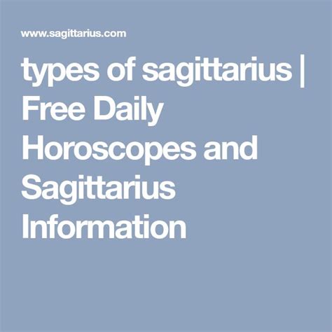 Types Of Sagittarius Free Daily Horoscopes And Sagittarius