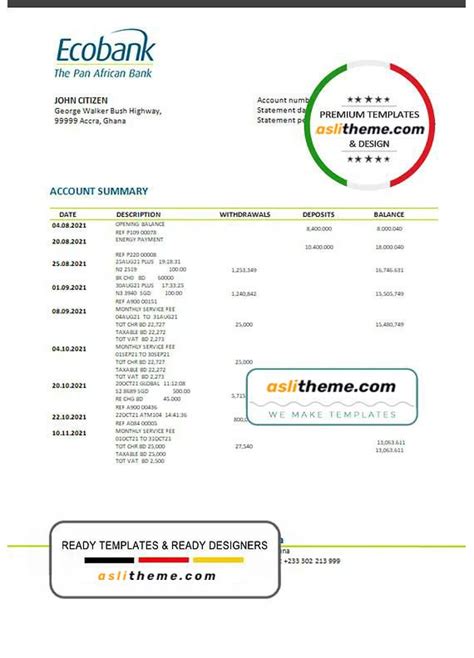 Pin On Bank Statement Psd Template