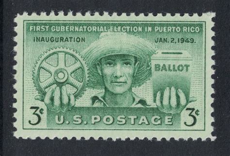 Scott 983 First Puerto Rico Election Farmer MNH 3c 1949 Unused Mint