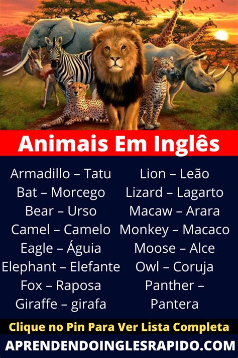 Animais Em Ingl S Lista Completa Animais Em Ingles Aprender Ingl S