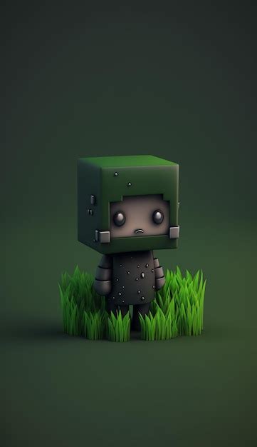 Un Personaje De Dibujos Animados Con Un Cubo Verde En La Cabeza Foto